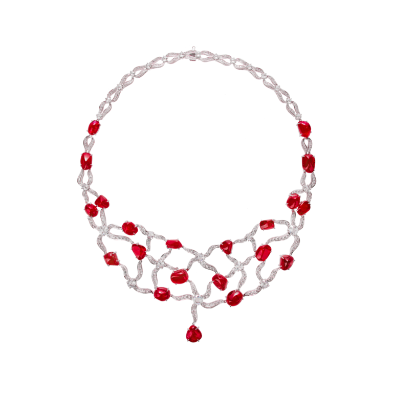Hatta Mogok Parure necklace, Burmese ruby and diamond
