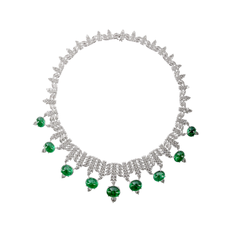 Hatta Emerald Triad necklace, Colombian emerald and diamond