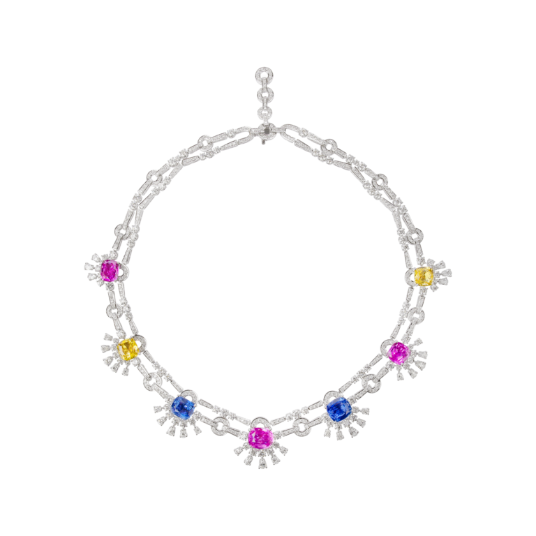 Hatta Sapphire Parure necklace, fancy sapphire and diamond