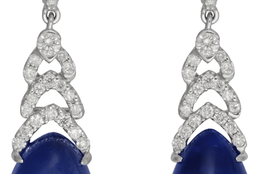 Royal Blue Sapphire and Diamond Earrings by Hatta
