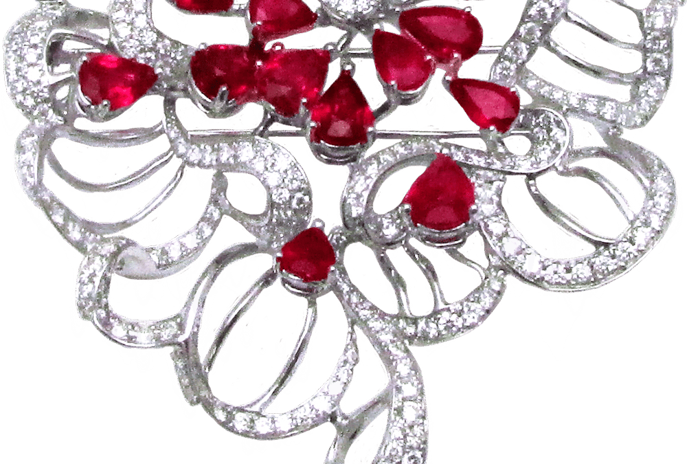 Royal Ruby and Diamond Brooch