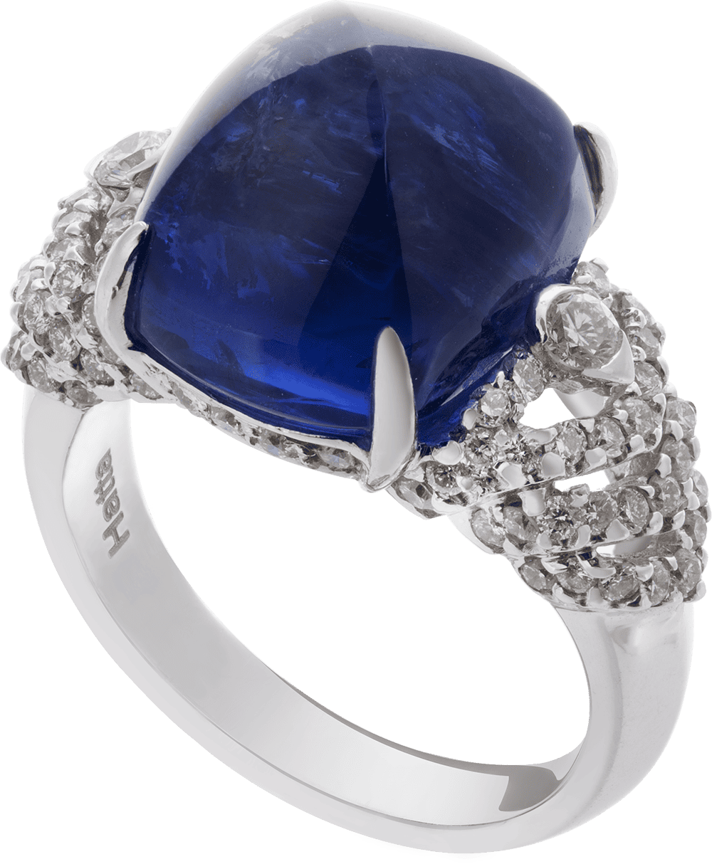 18K W/G Royal Blue Sapphire Ring by Hatta