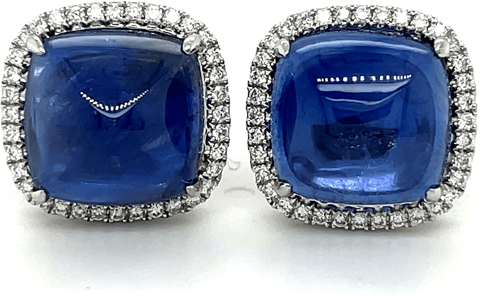 Blue Sapphire and Diamond Earrings