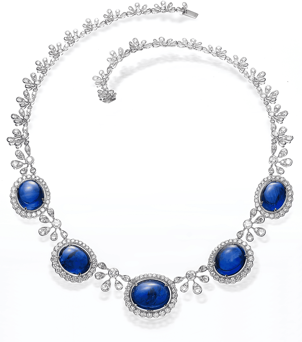 Royal Blue Sapphire Diamond Necklace