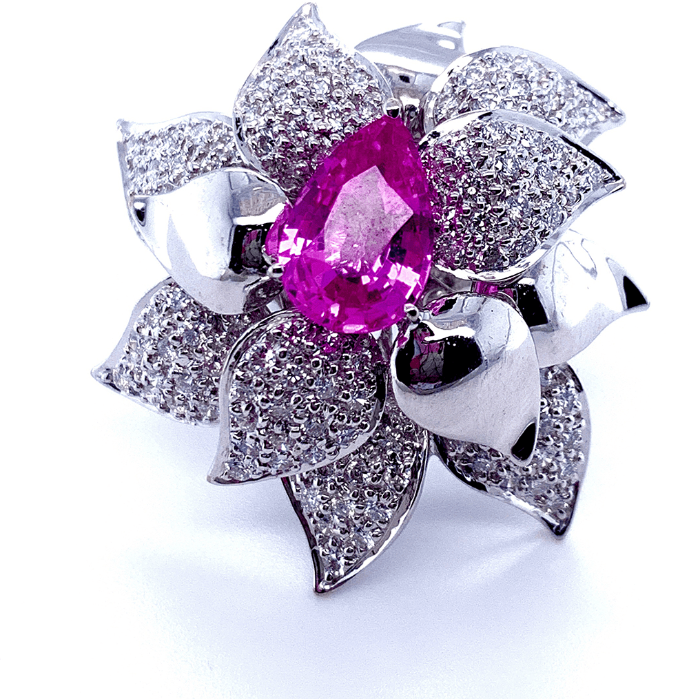 Pink Sapphire Diamond Ring by Hatta