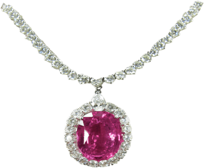 Stylized Pink Sapphire Necklace Suite