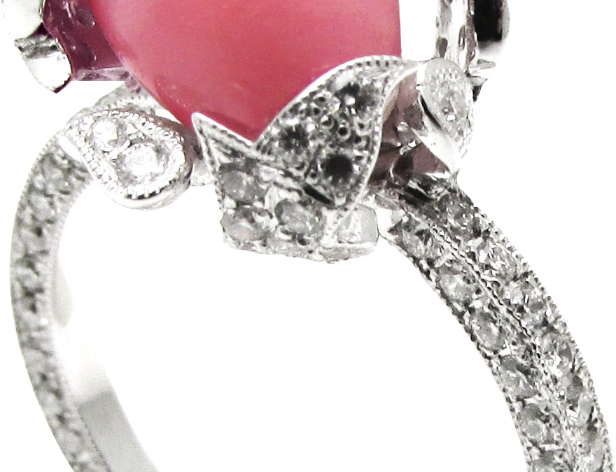 Royal Conch Pearl and Diamond Ring
