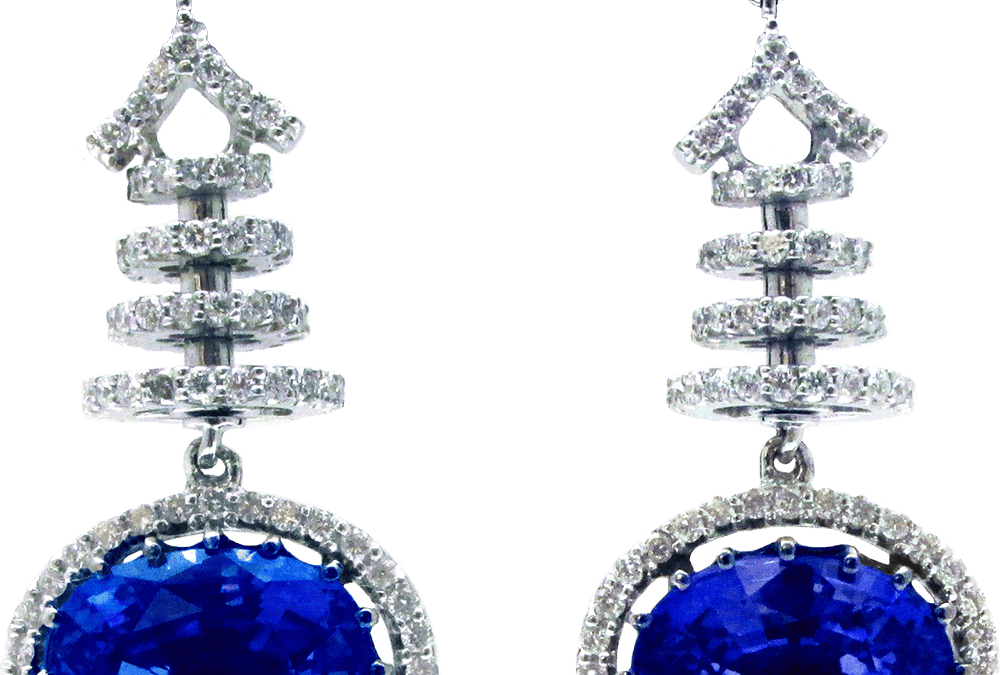 Royal Blue Sapphire Diamond Earrings