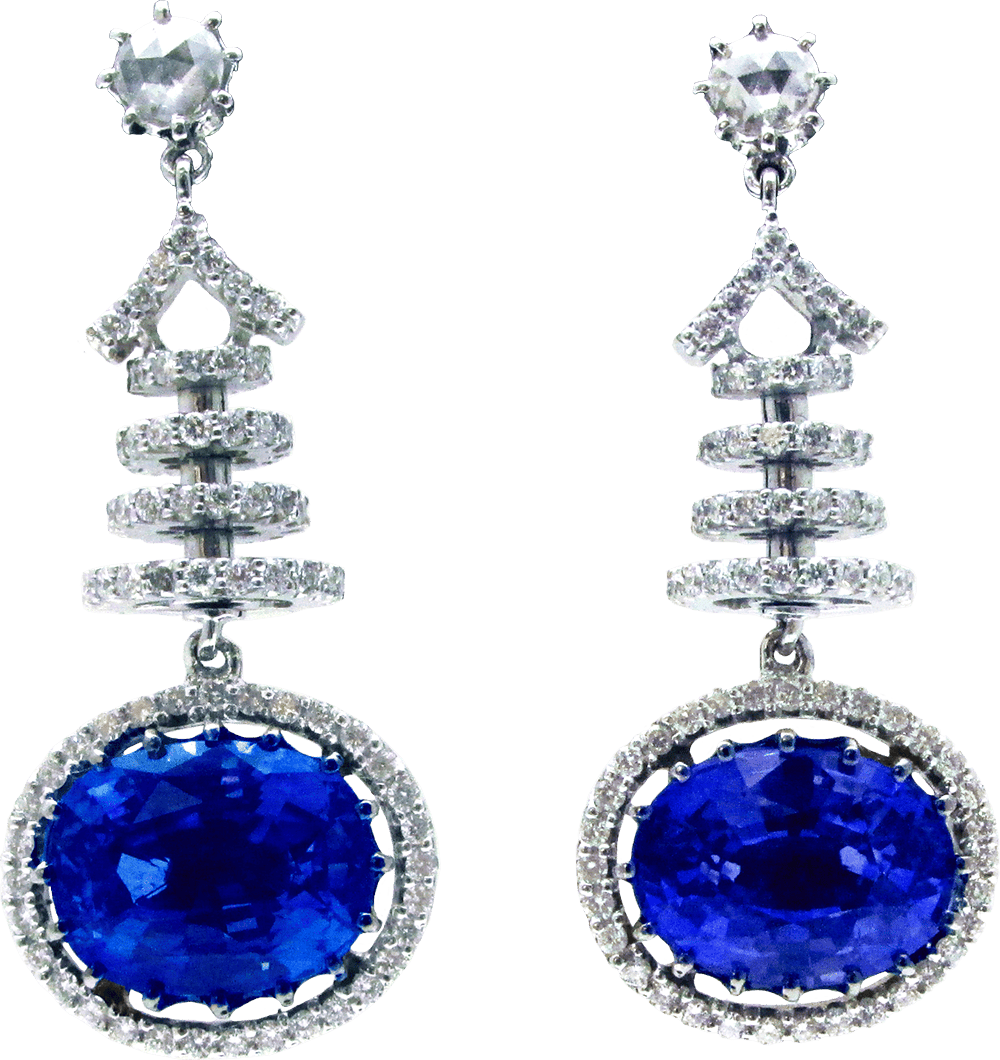 Royal Blue Sapphire Diamond Earrings