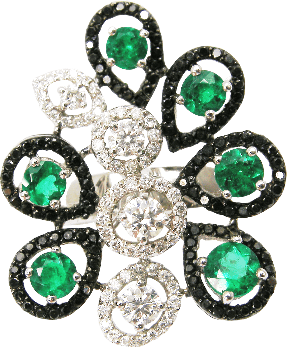 Royal Zambian, No oil Emerald and Diamond Ring