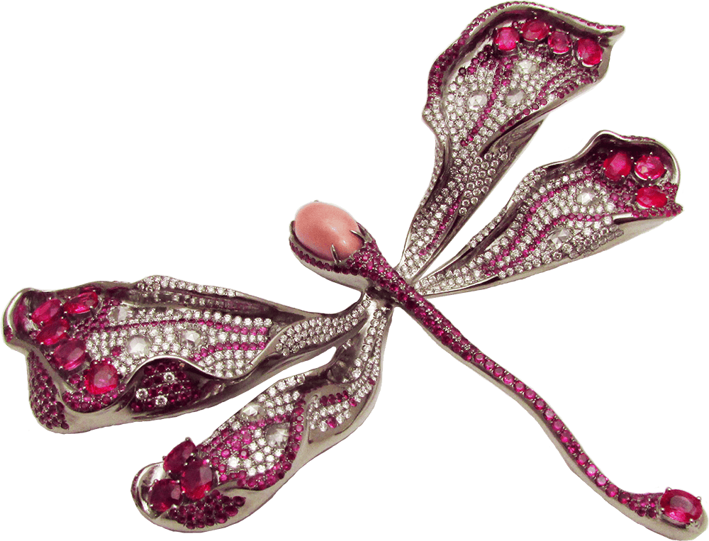 Royal Red Burma Ruby Diamond Brooch