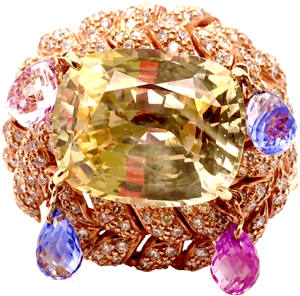 Yellow Sapphire Diamond Ring  by Hatta