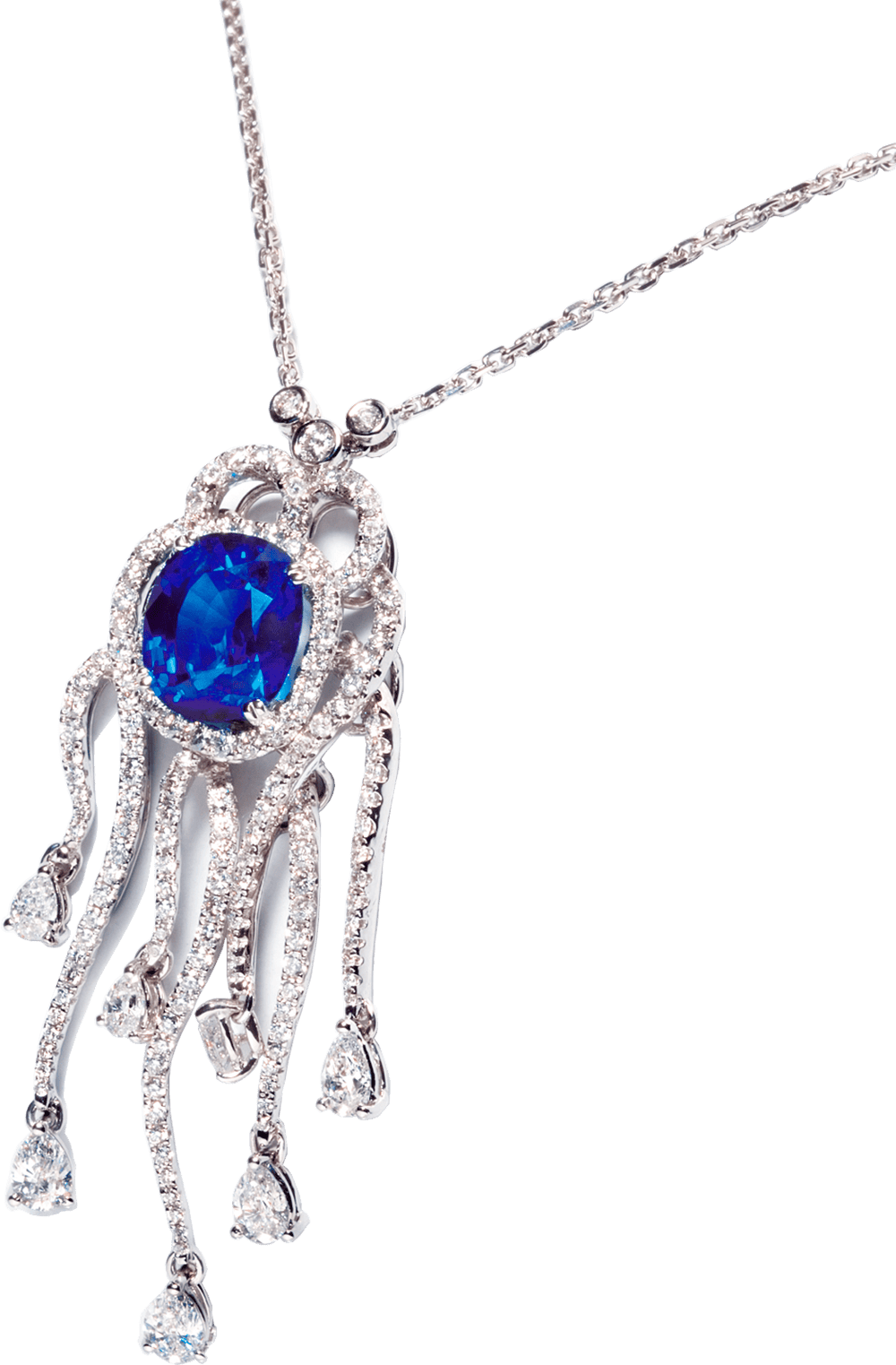 Royal Blue Sapphire Diamond Necklace