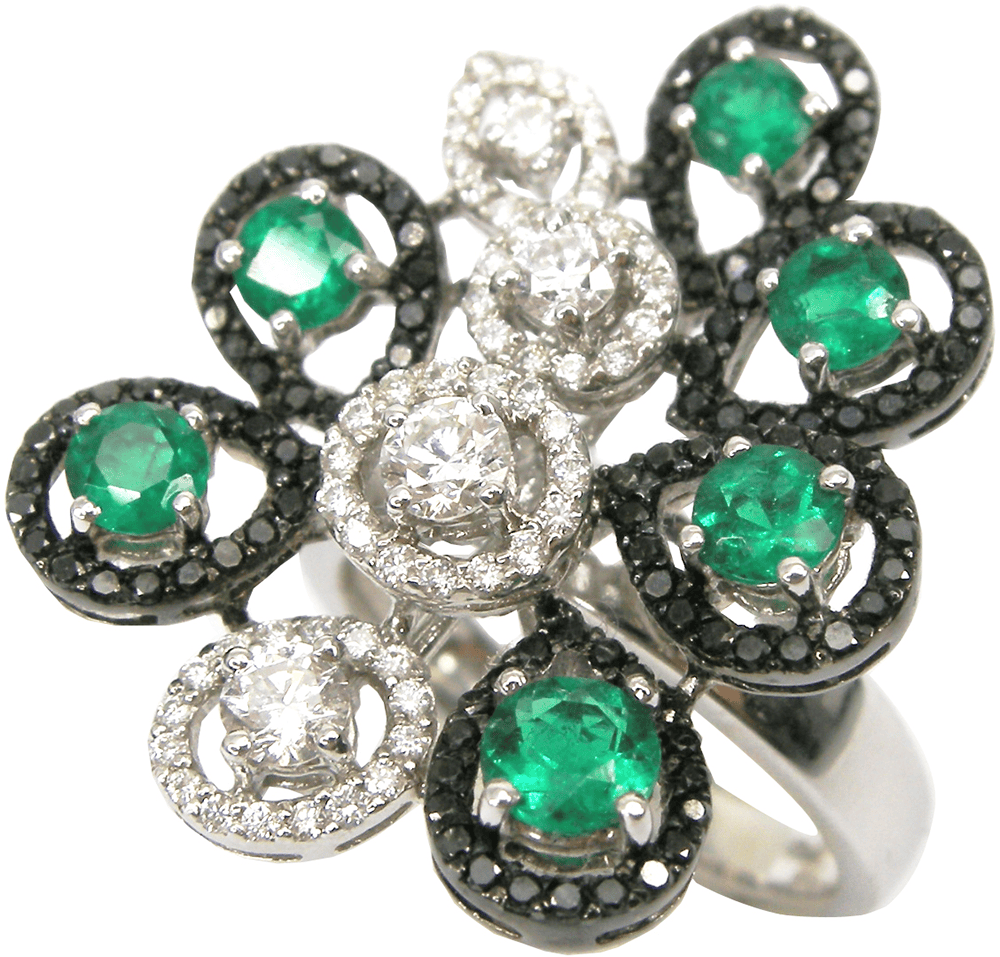 Royal Zambian, No oil Emerald and Diamond Ring