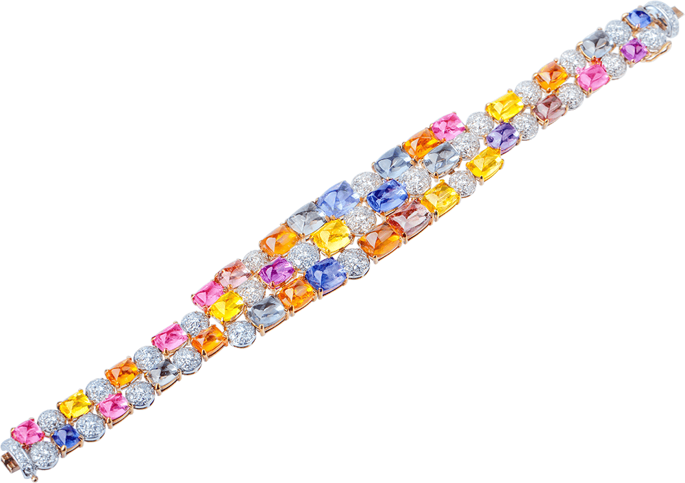 Fancy Sapphire Diamond  Necklace  by Hatta
