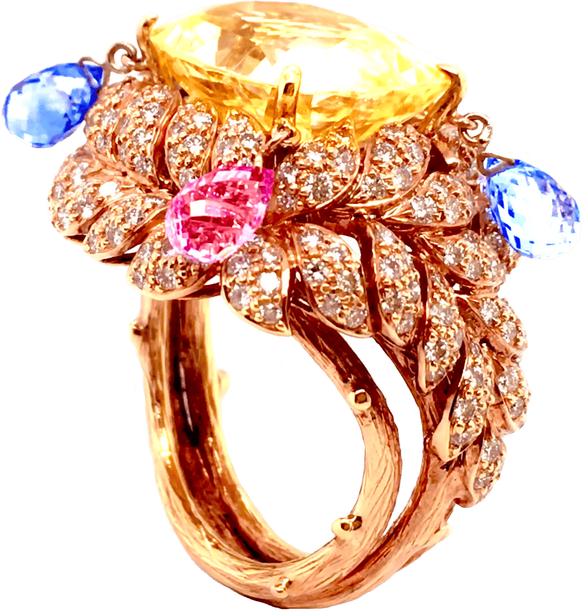 Yellow Sapphire Diamond Ring  by Hatta