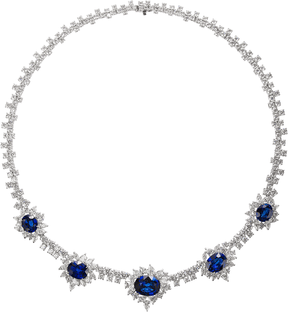 Royal Blue Sapphire Diamond Necklace