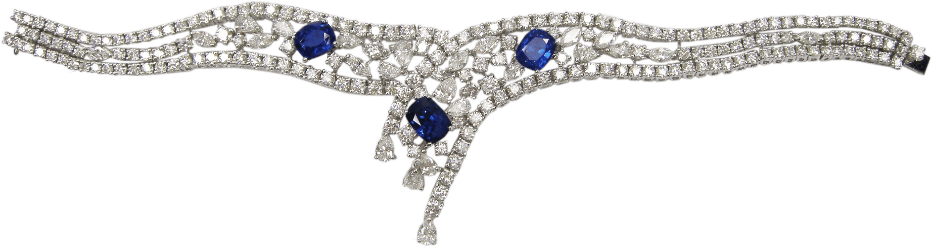 Blue Sapphire and Diamond Necklace