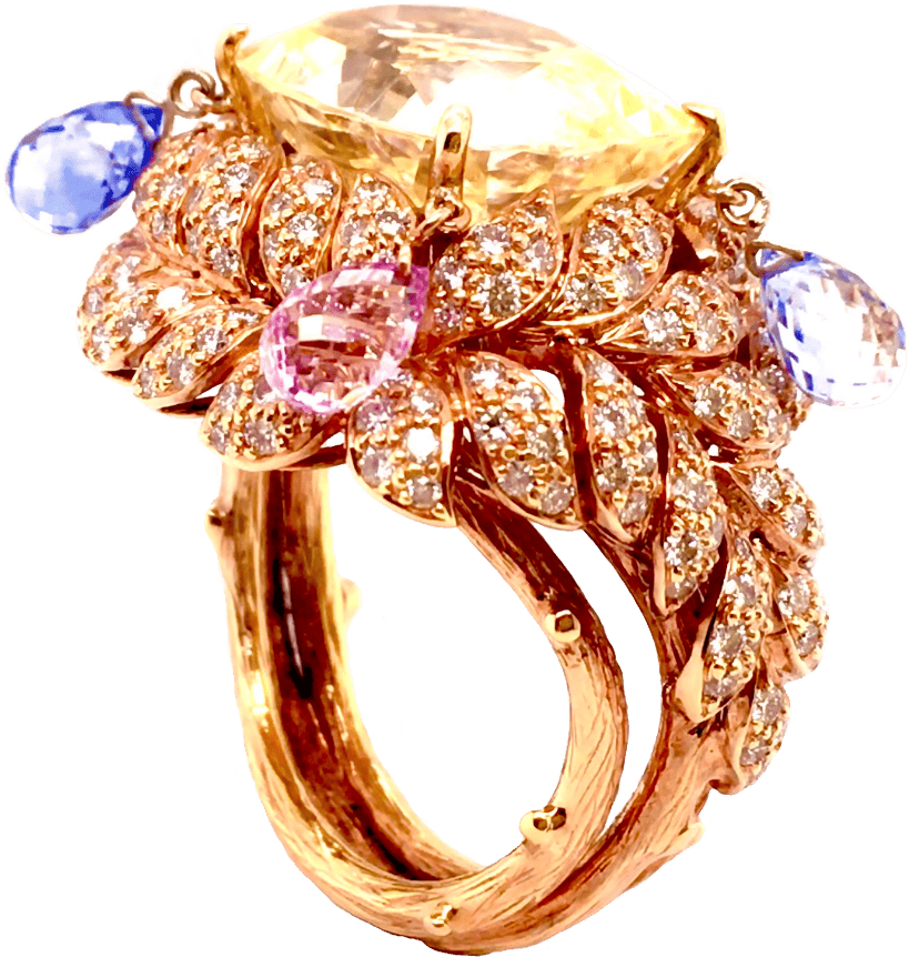 Yellow Sapphire Diamond Ring  by Hatta