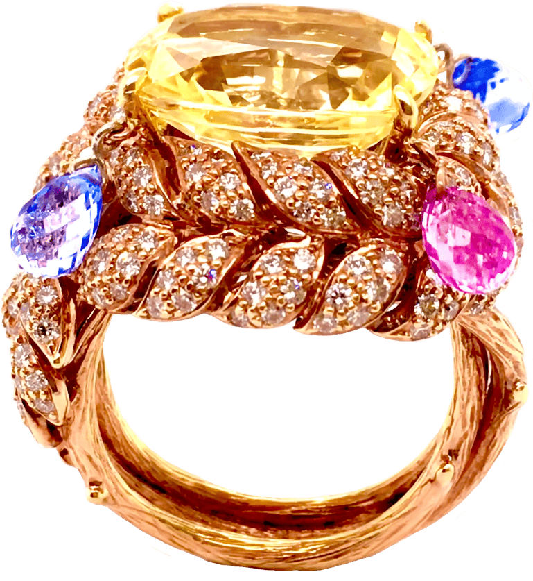 Yellow Sapphire Diamond Ring  by Hatta