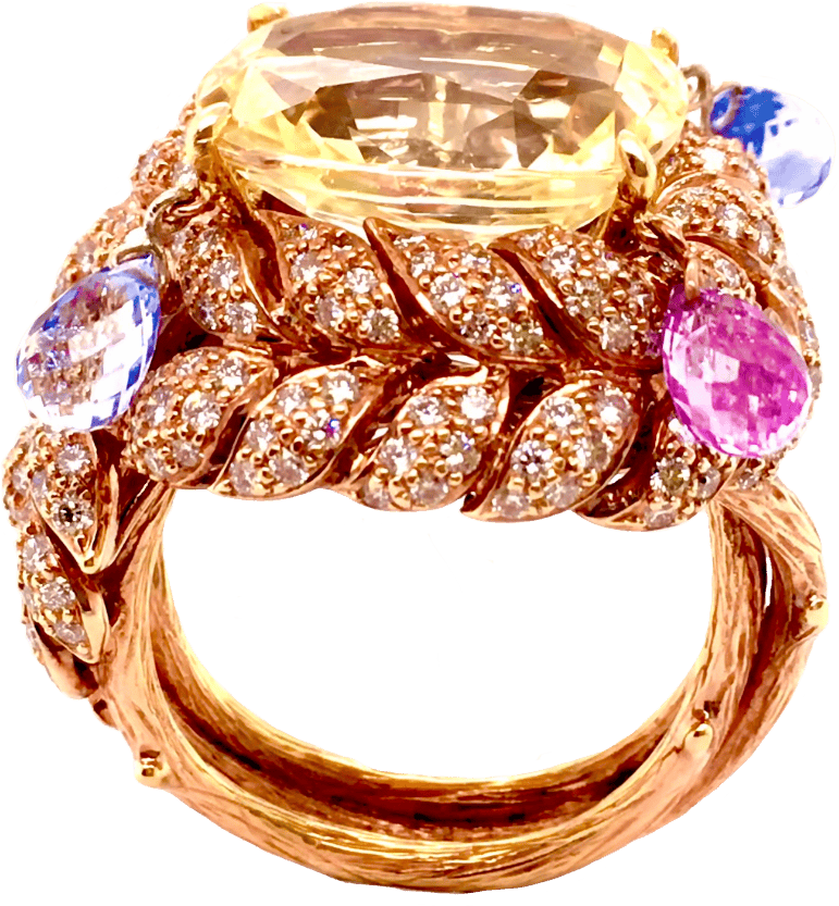 Yellow Sapphire Diamond Ring  by Hatta