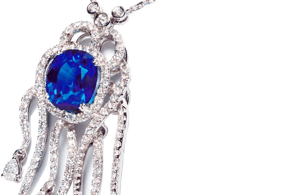 Blue Sapphire and Diamond Necklace