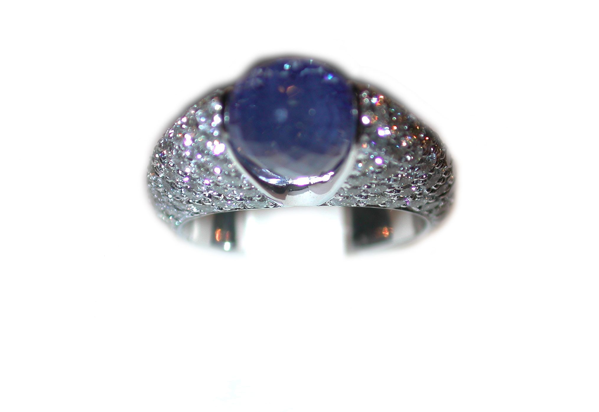 Blue Sapphire and Diamond Ring