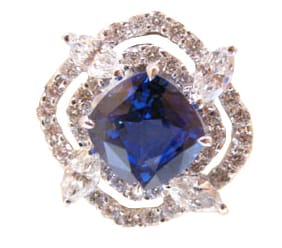 Blue Sapphire and Diamond Ring