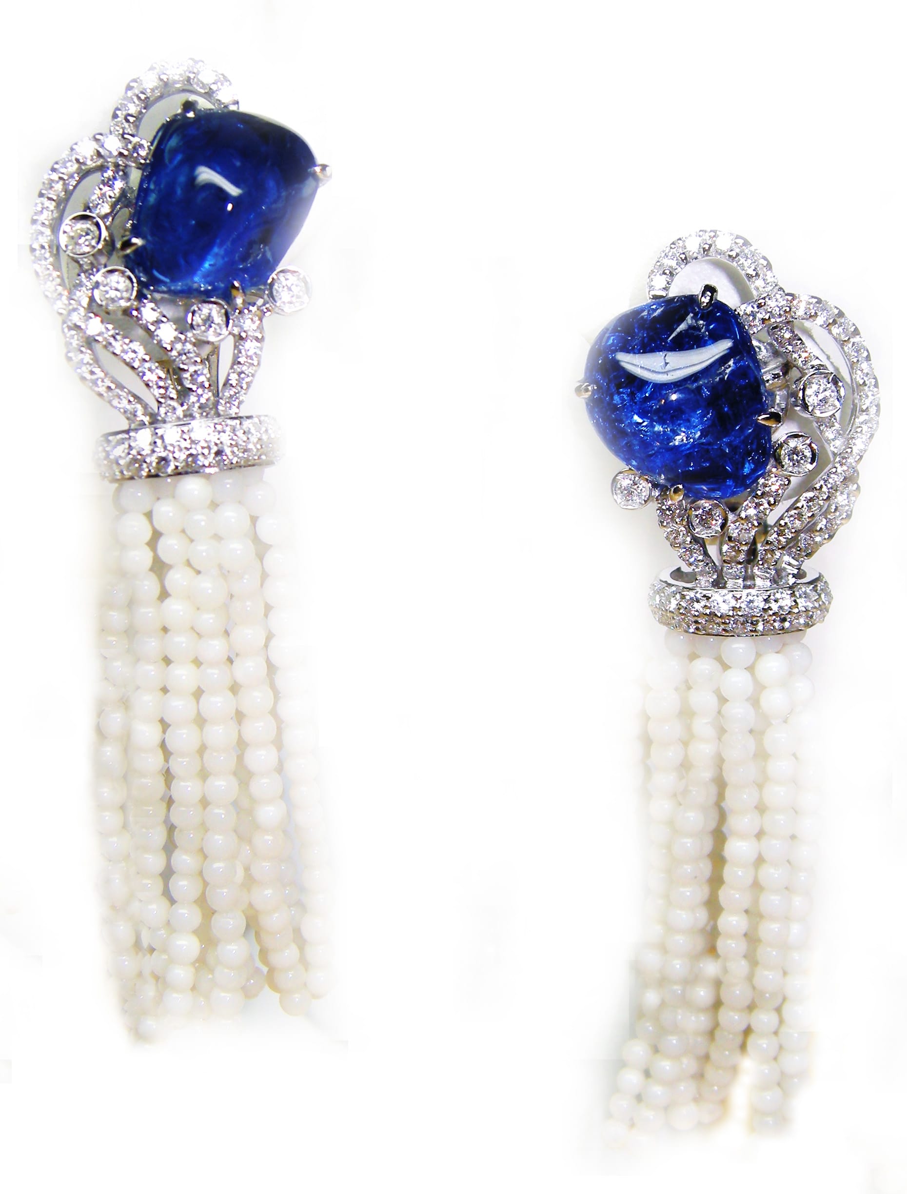 Blue Sapphire and Diamond Earrings