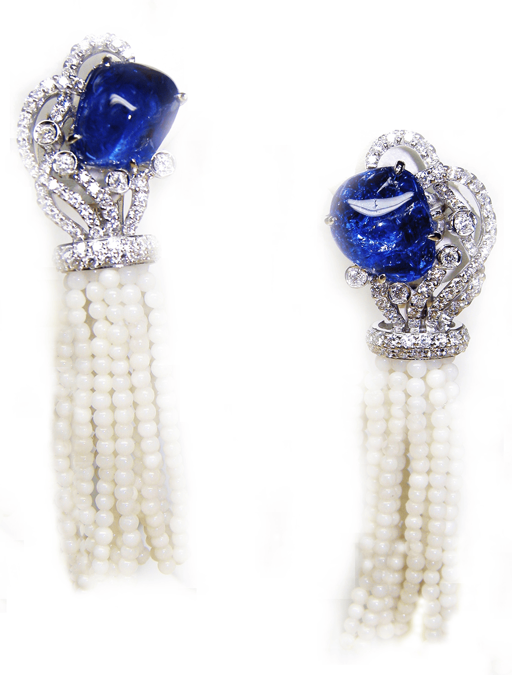 Blue Sapphire and Diamond Earrings