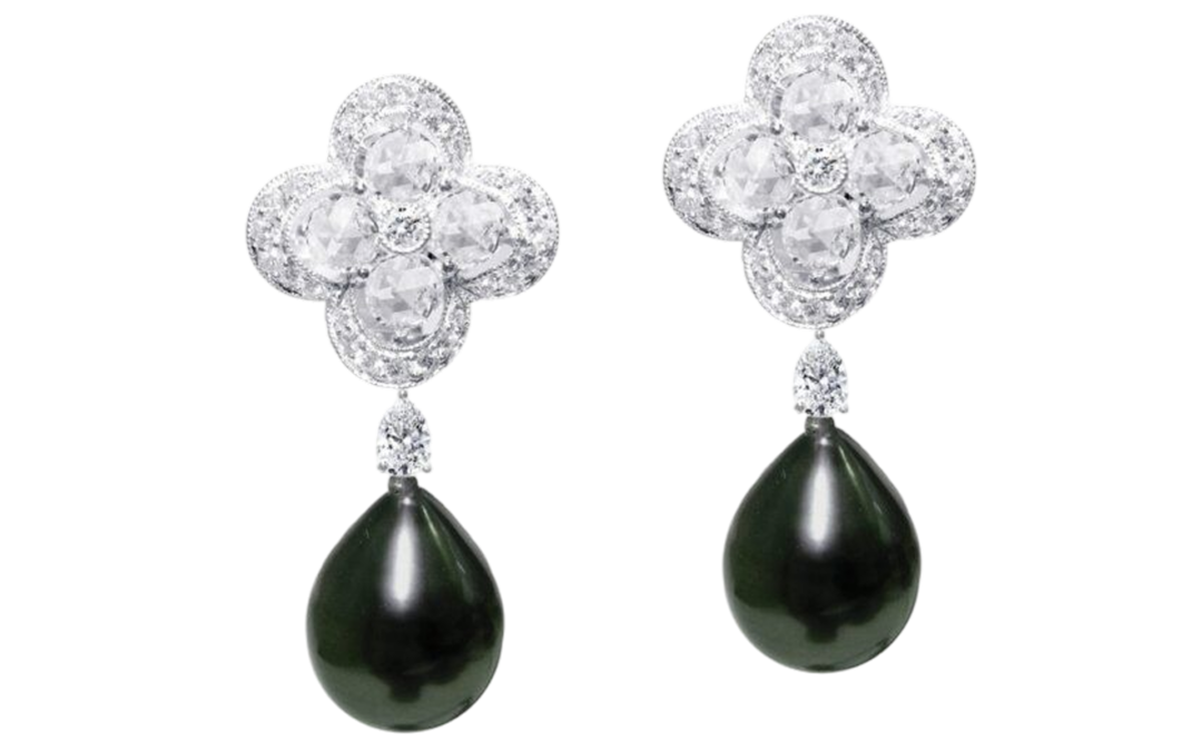 Black South Sea Pearl and Diamond Earrings