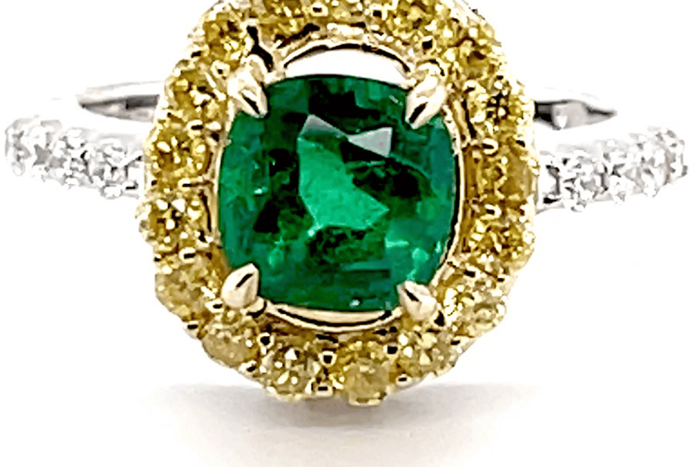 Royal Zambian, No oil Emerald and Diamond Ring