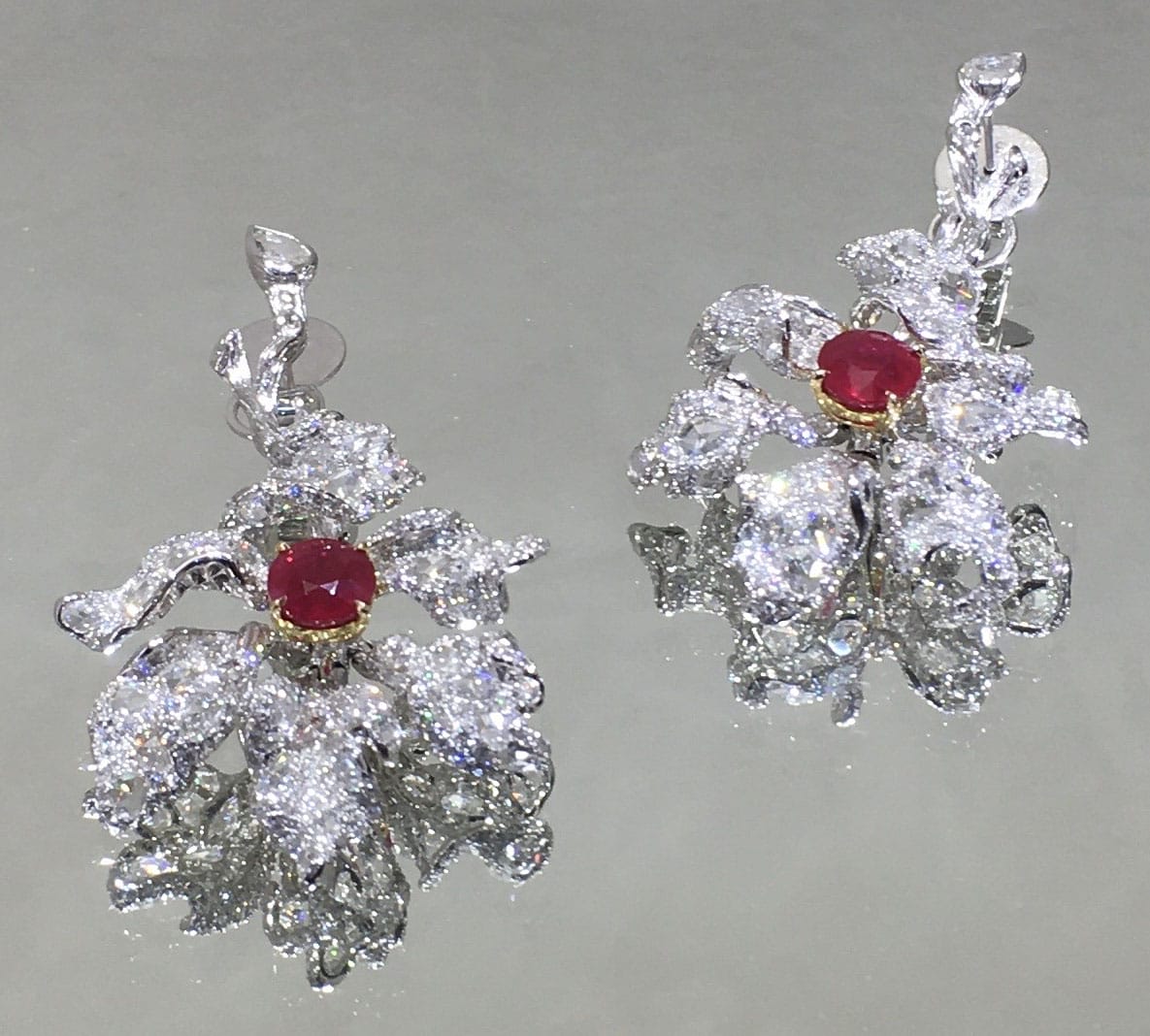 Burma Ruby and Diamond Earrings