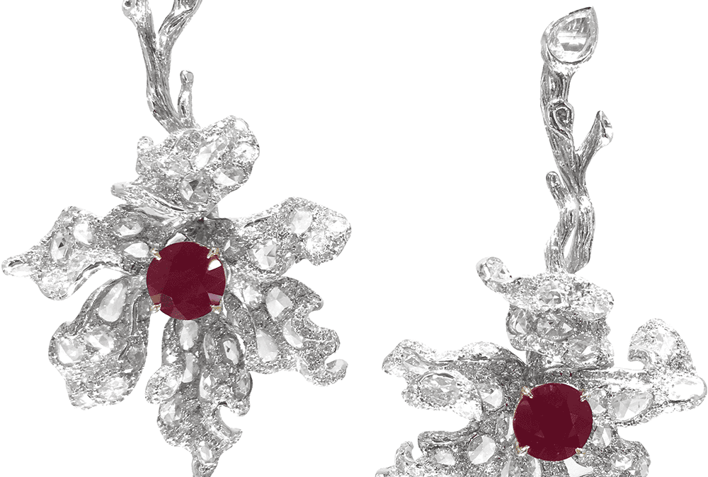 Burma Ruby and Diamond Earrings