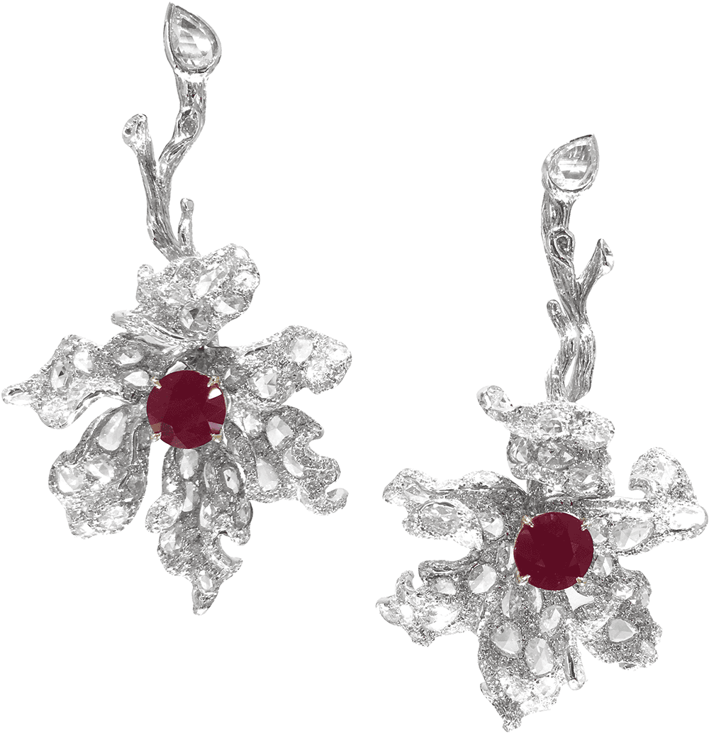 Burma Ruby and Diamond Earrings