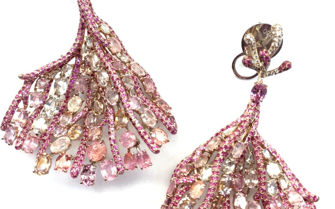 Pink Sapphire and Diamond Earrings   by Hatta