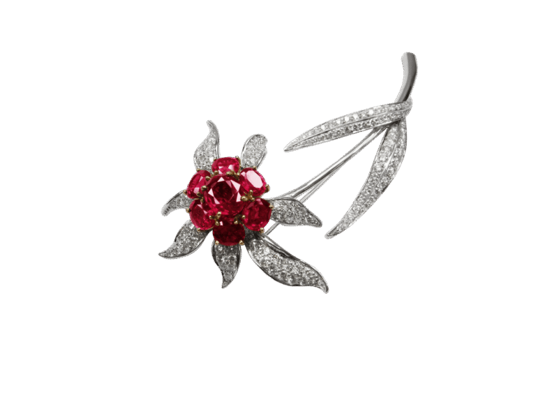 Royal Ruby and Diamond Brooch