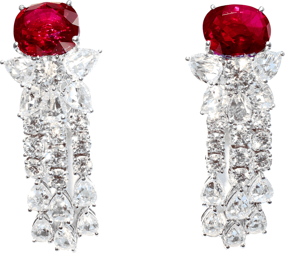 Royal Ruby and Diamond Earrings