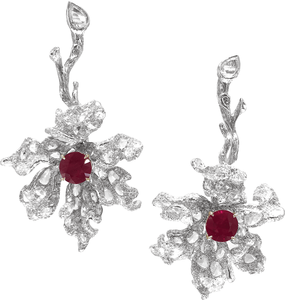 Royal Ruby and Diamond Earrings