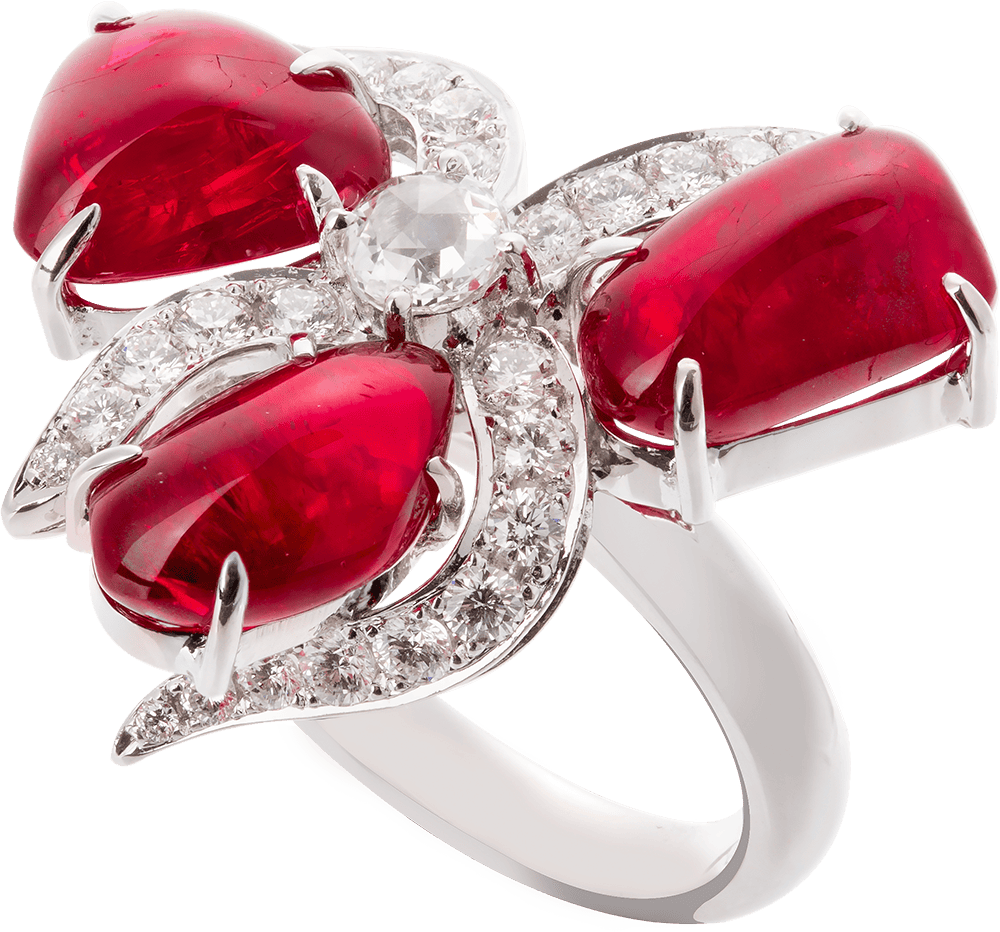 Burmese Ruby and Diamond Ring By Hatta