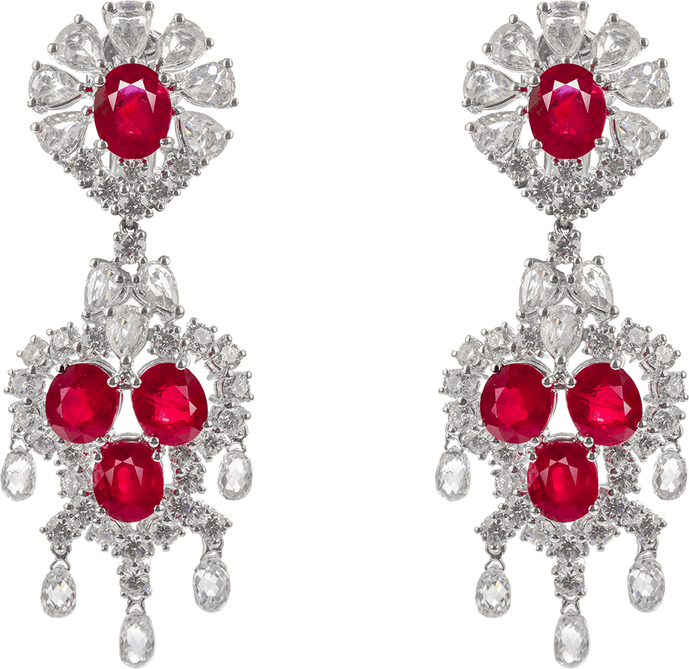 18K W/G Ruby Diamond Earring Ring
