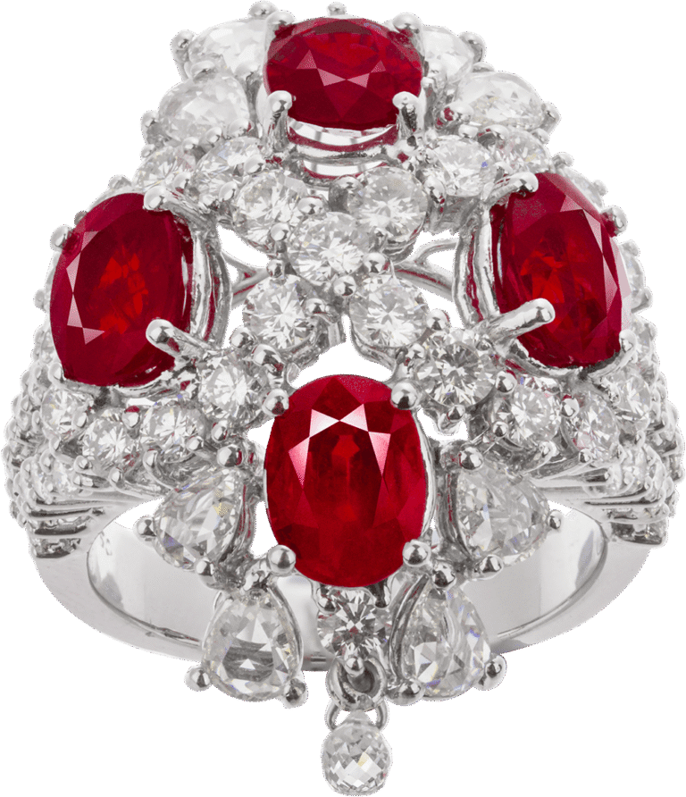 18K W/G Ruby Diamond Earring Ring