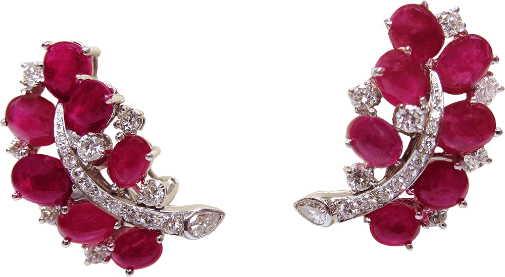 Royal Red Burmese Ruby and Diamond Earrings by Hatta