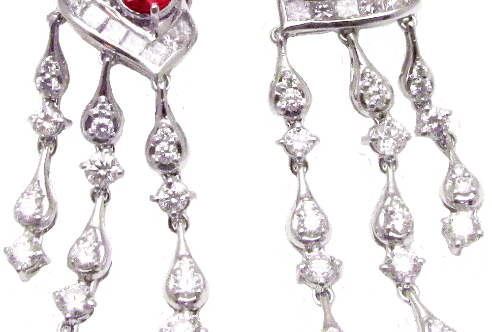 Royal Red Burmese Ruby and Diamond Earrings by Hatta