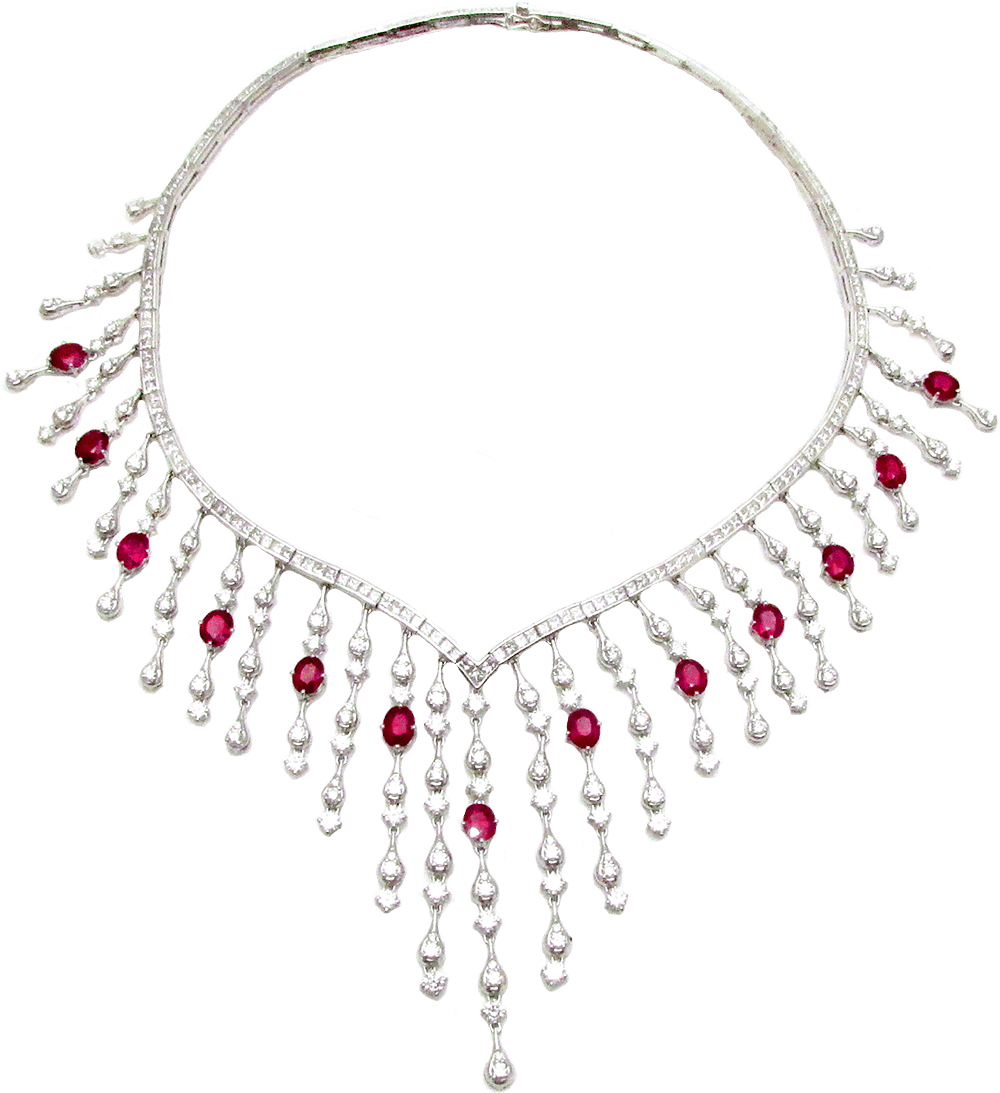 Red Burma Ruby and Diamond Set