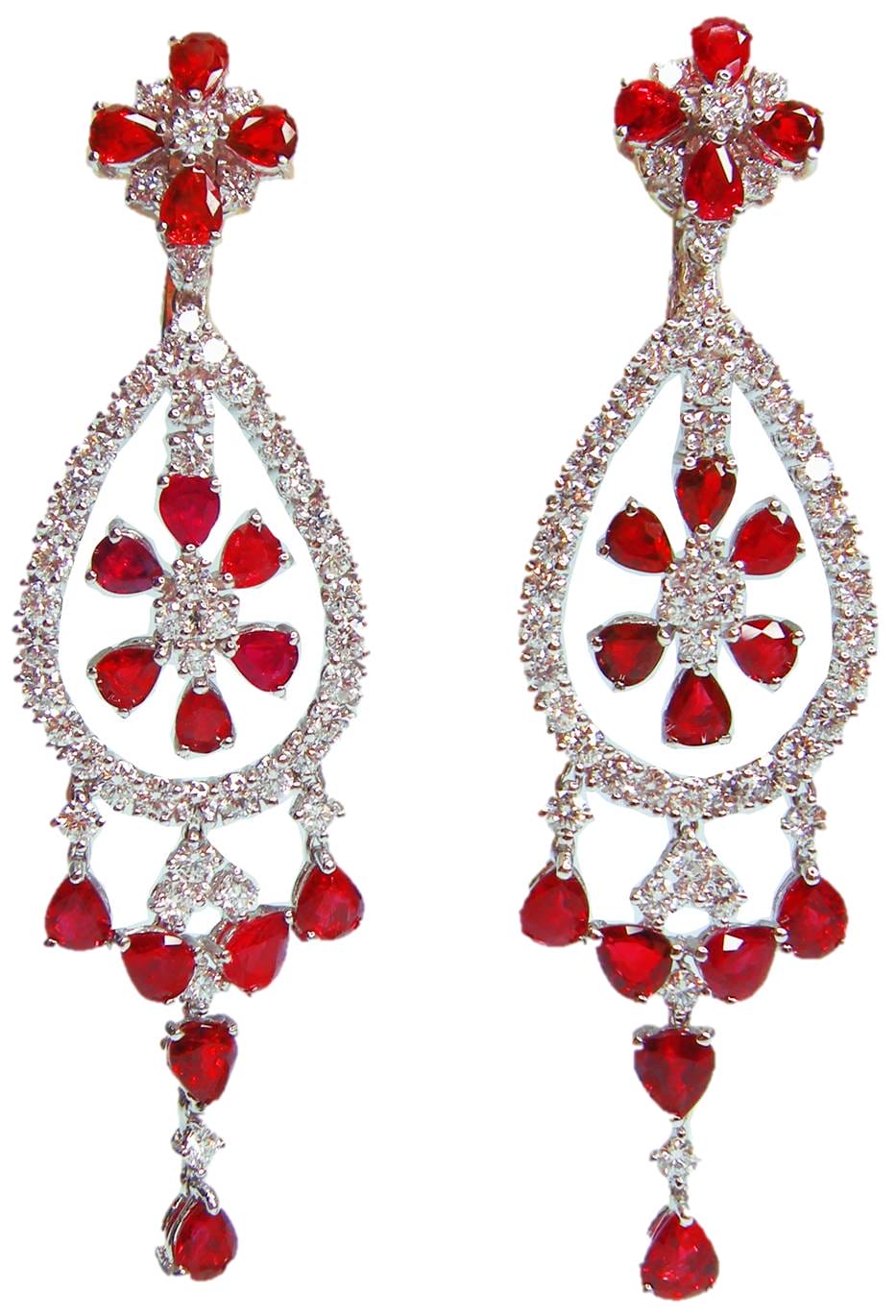 Royal Red Burmese Ruby and Diamond Earrings by Hatta
