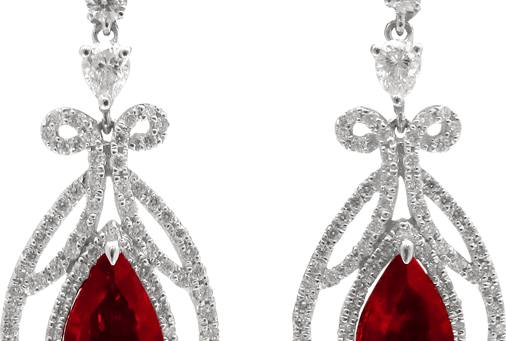 Royal Red Burmese Ruby and Diamond Earrings by Hatta