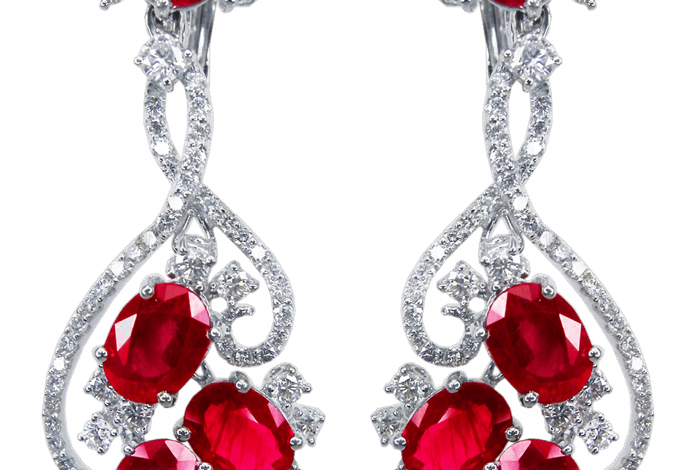 Royal Red Burmese Ruby and Diamond Earrings by Hatta