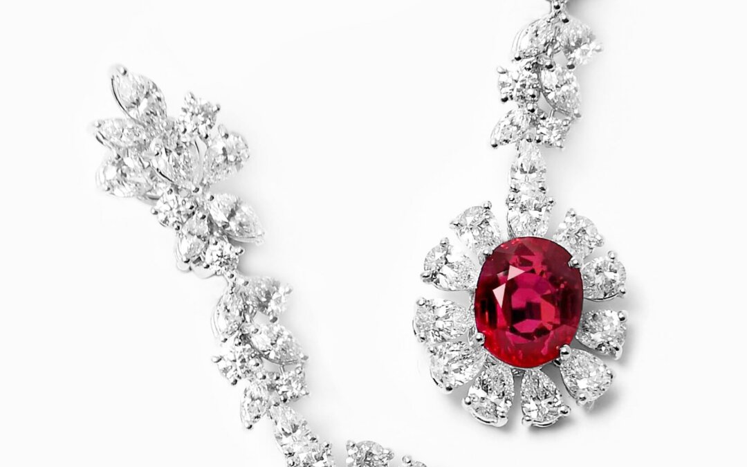 Royal Red Burmese Ruby and Diamond Earrings by Hatta