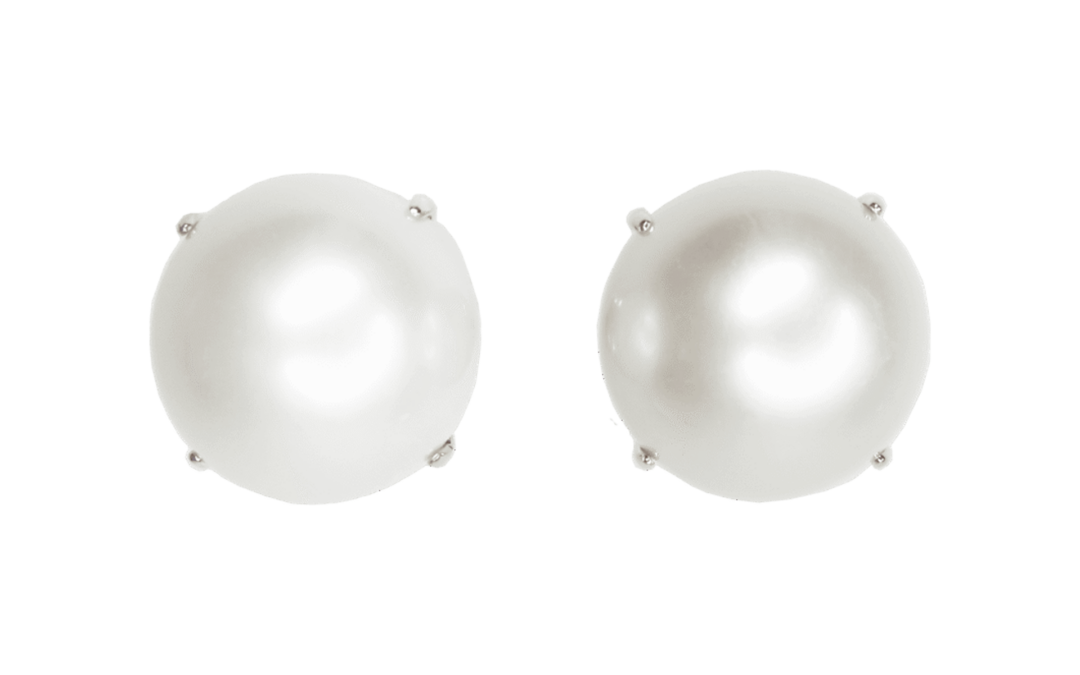 Royal Conch Pearl and Diamond Earrings by Hatta